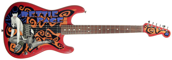 Bettie Page Custom Finish Fender Guitar, Ed Roman Guitars, Las Vegas