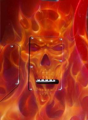 Custom Flaming Satan Paint Job On Guitar Ed Roman